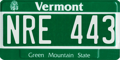 VT license plate NRE443