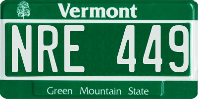 VT license plate NRE449
