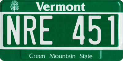 VT license plate NRE451