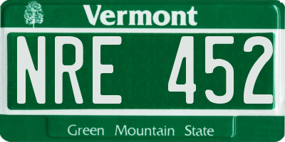 VT license plate NRE452