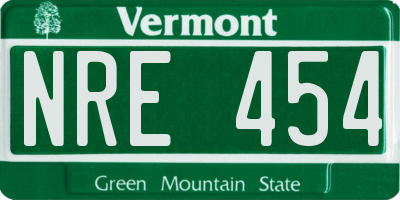 VT license plate NRE454