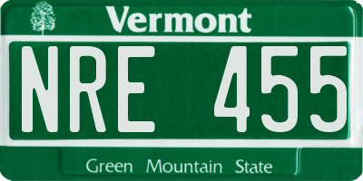VT license plate NRE455