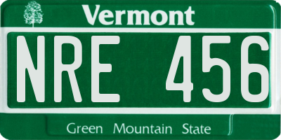 VT license plate NRE456
