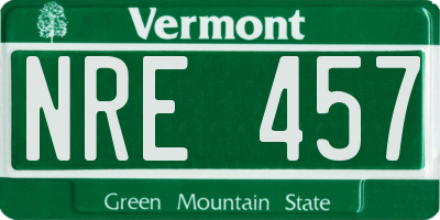 VT license plate NRE457