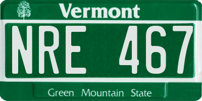 VT license plate NRE467