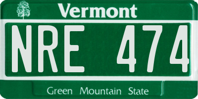 VT license plate NRE474