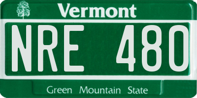 VT license plate NRE480