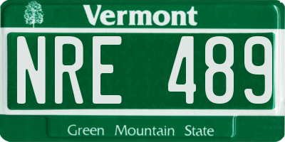 VT license plate NRE489