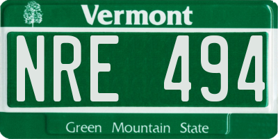 VT license plate NRE494
