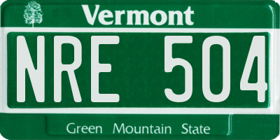 VT license plate NRE504