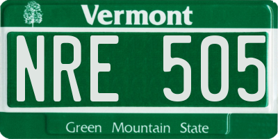 VT license plate NRE505