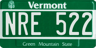 VT license plate NRE522