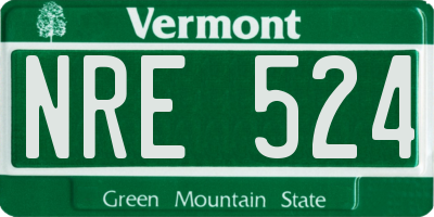 VT license plate NRE524
