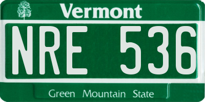 VT license plate NRE536