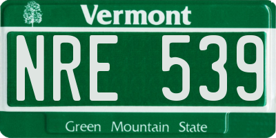 VT license plate NRE539