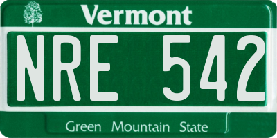 VT license plate NRE542
