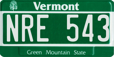 VT license plate NRE543
