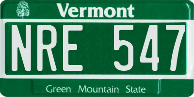 VT license plate NRE547