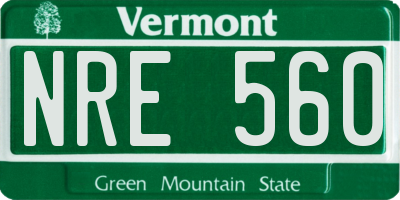 VT license plate NRE560