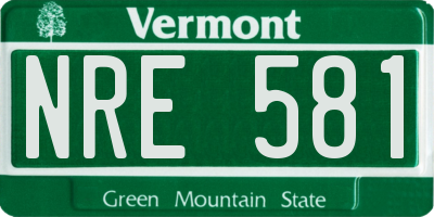 VT license plate NRE581