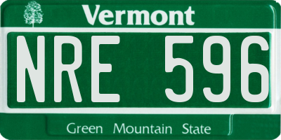 VT license plate NRE596