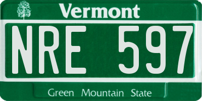 VT license plate NRE597