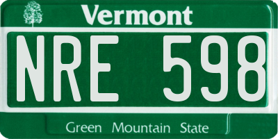 VT license plate NRE598
