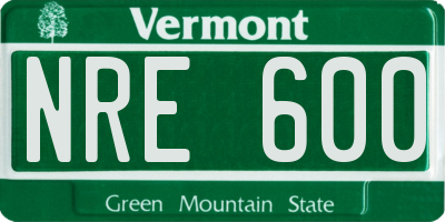 VT license plate NRE600