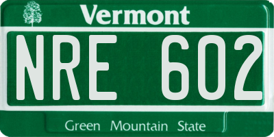 VT license plate NRE602
