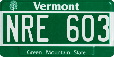 VT license plate NRE603