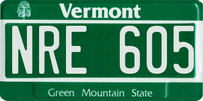 VT license plate NRE605