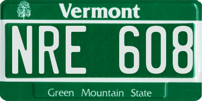 VT license plate NRE608