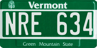 VT license plate NRE634
