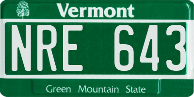 VT license plate NRE643