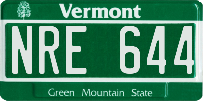 VT license plate NRE644