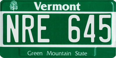 VT license plate NRE645