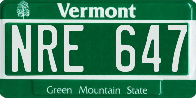 VT license plate NRE647