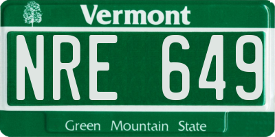 VT license plate NRE649
