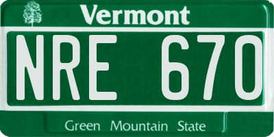 VT license plate NRE670