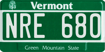 VT license plate NRE680
