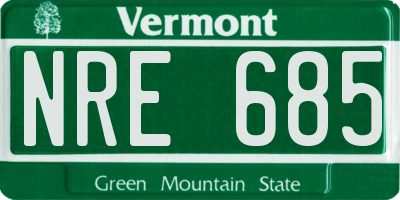 VT license plate NRE685