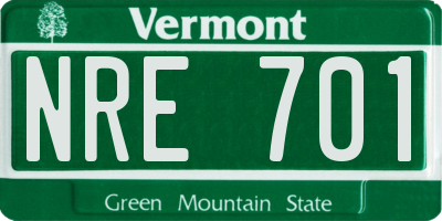 VT license plate NRE701
