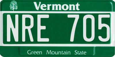 VT license plate NRE705
