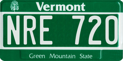 VT license plate NRE720