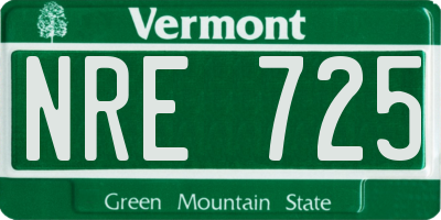VT license plate NRE725