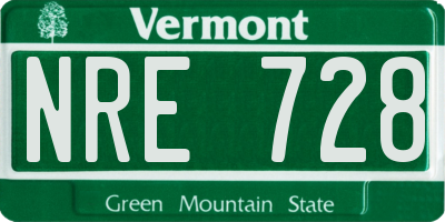 VT license plate NRE728