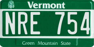 VT license plate NRE754