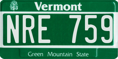 VT license plate NRE759