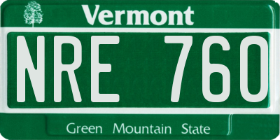 VT license plate NRE760