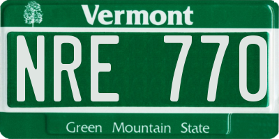VT license plate NRE770